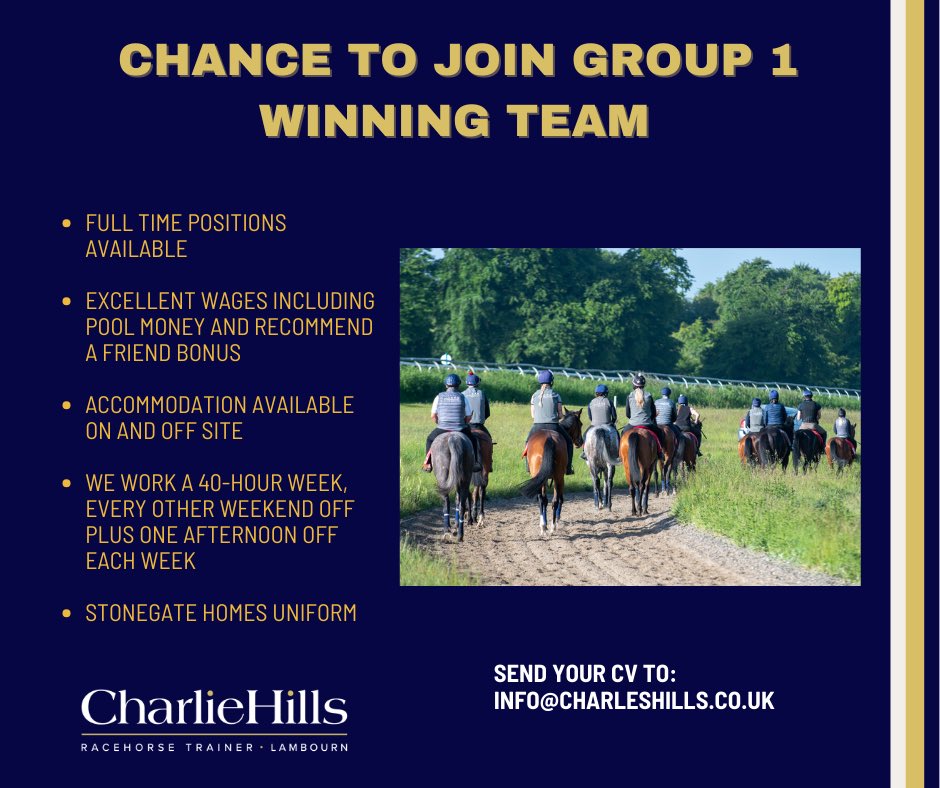 🏇 We are looking for full-time staff to join our successful team in Lambourn. Please send your CV to: info@charleshills.co.uk 👉 vimeo.com/529388140/e638…