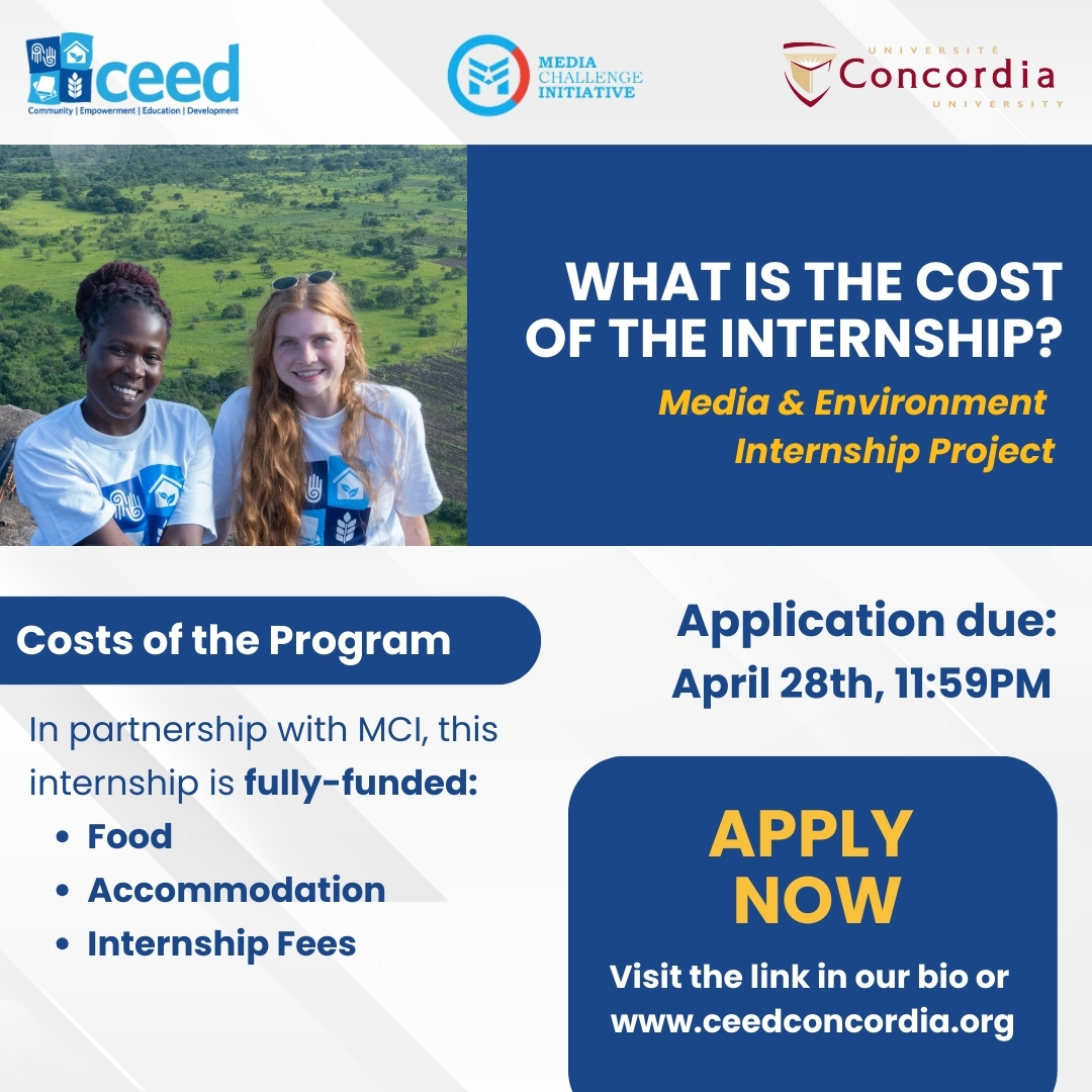 Visit our website ceedconcordia.org to know more about the internship.  

#InternshipOpportunity #CEEDUganda #CEEDConcordia #internships #youthchangemakers