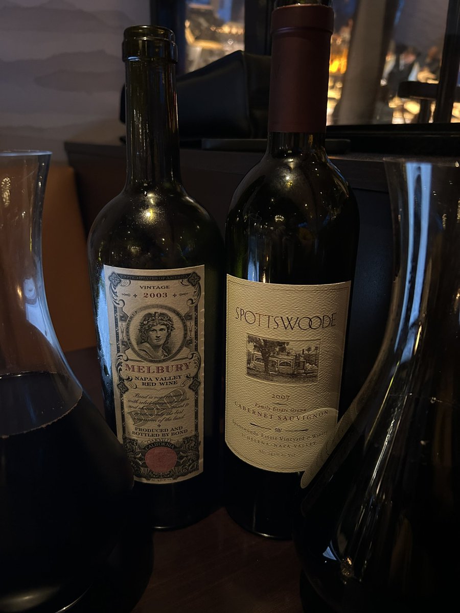 It's not often a Bond is out-staged by a fellow Napa cab. But given the overwhelming presence of caramel and meringue flavors in the Bond, the Spottswoode and its smooth and balanced approach did just that at last night's dinner. Cheers to the weekend!
