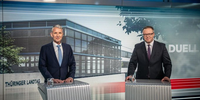 Wer hat denn nun das #TVDuell #Höcke gegen #Voigt gewonnen? Die linken Medien: Klarer Sieg für Voigt. Die alternativen Medien: Höcke. Nehmen wir eine unverdächtige, neutrale Stimme, den Schweizer Tagesanzeiger: „AfD-Tribun Höcke zerlegt seinen Gegner von der CDU'. Noch Fragen?…