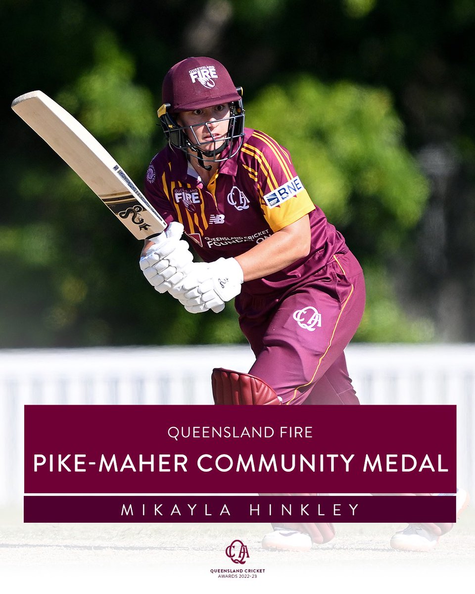 This year’s Pike-Maher Medal recipient is Mikayla Hinkley. As a proud First Nations women, Hinkley provided her insights to assist with the completion of Qld Cricket’s Reconciliation Plan - as well as contributing as a member of Queensland’s Indigenous Cricket Advisory Council.