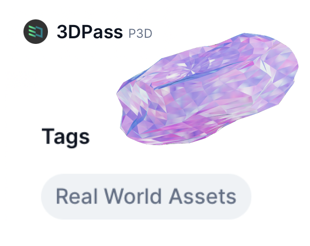 3DPass has been tagged #RWA (Real World Assets) by CoinMarketCap and Coingecko!
 
coinmarketcap.com/view/real-worl…
coingecko.com/en/categories/…

#cryptocurrency #blockchain #CryptoCommunity #tokenization #innovation #crypto #web3 #NFT #metaverse  #Substrate #RWAs #RealWorldAssets