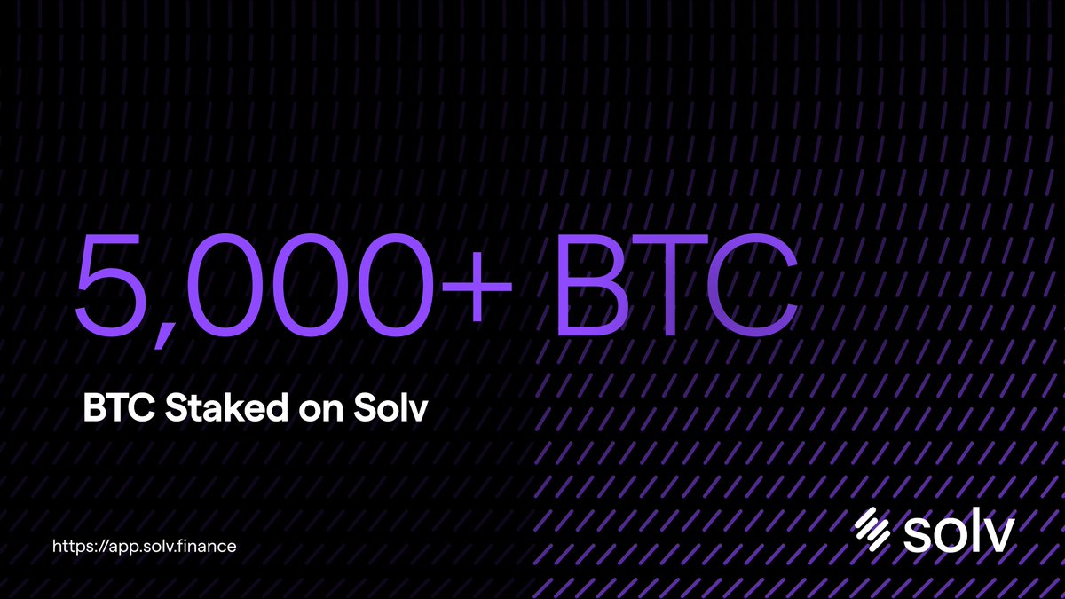 1 week since the launch of Solv Points System. 5,000+ Bitcoin. 400M+ TVL. What are you waiting for? Stake your BTC with Solv today! app.solv.finance/solvbtc