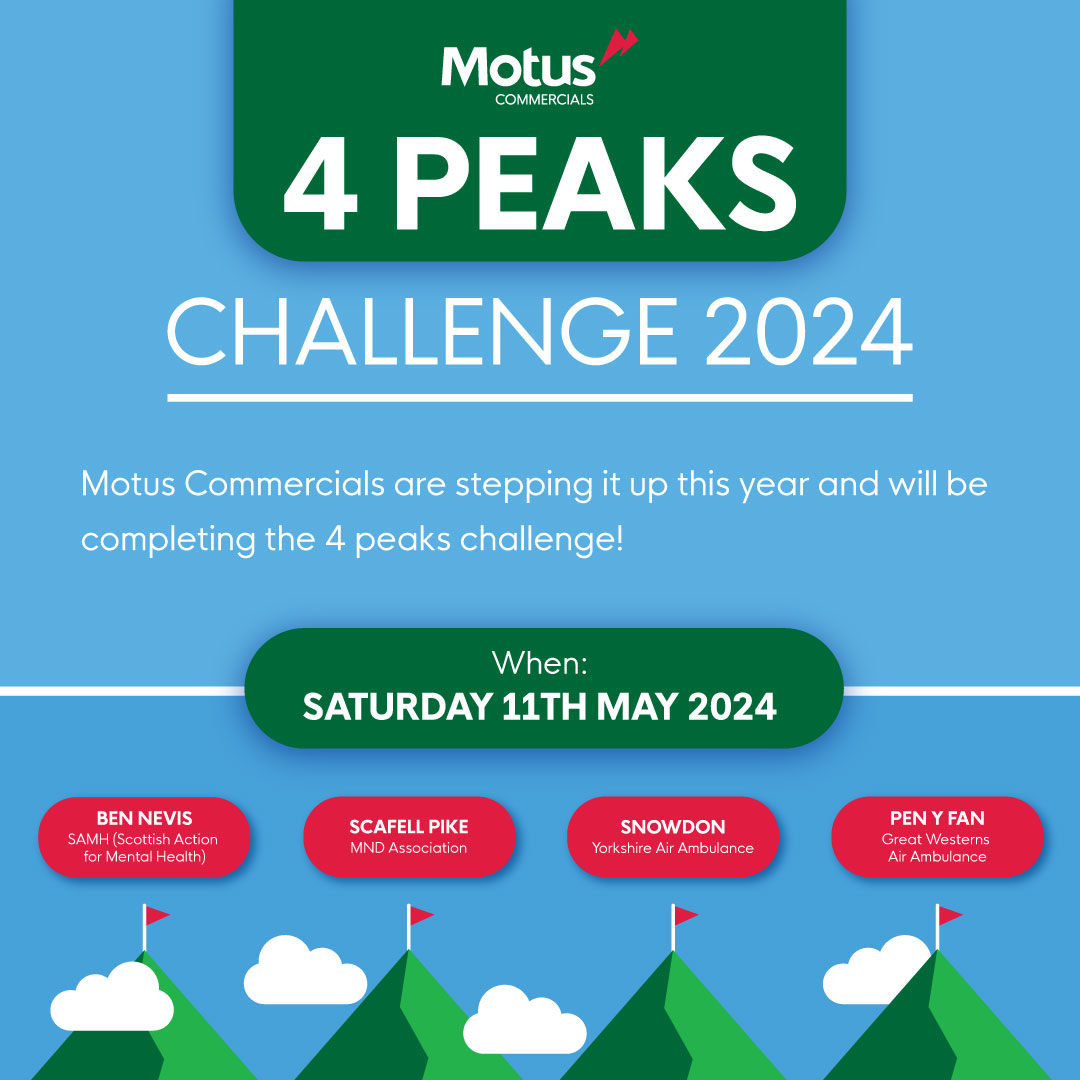 The countdown is on! 😲

Motus Commercials are stepping it up this year and plan to take on the 4 Peaks Challenge on the 11th May! Our colleagues are well into their preparations, and have their walking boots ready for the big climb! 🏔️

#Hiking #MotusPeople #MotusCommercials