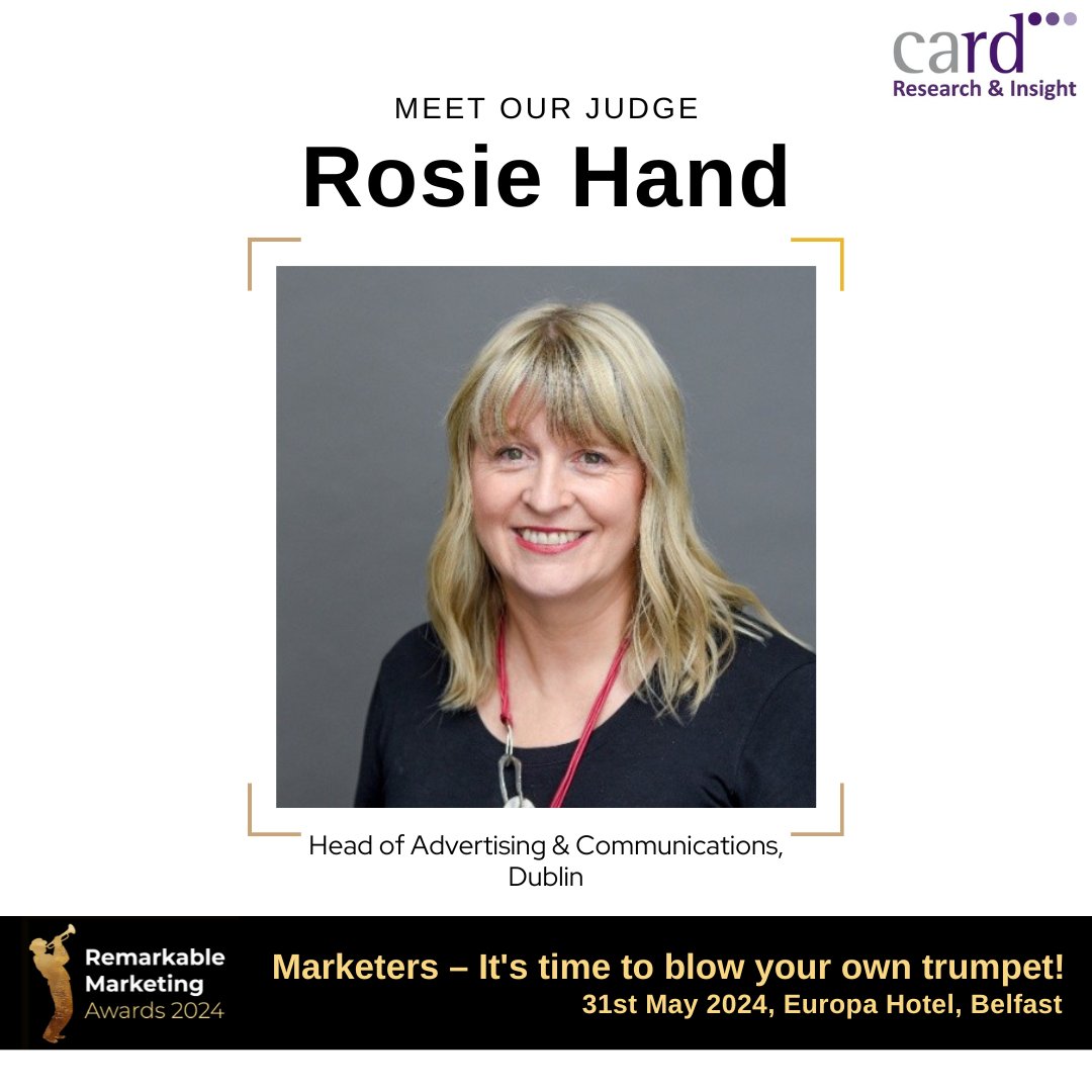 BMMUBelfast's tweet photo. Announcing… Dr. Rosie Hand! One of our judges for this year’s Remarkable Marketing Awards!

Get your tickets for the big night >> https://t.co/G4kUQNE6DM

#RemarkableMarketingAwards #RMAs #RMA2024 https://t.co/oTuiPIO6WY
