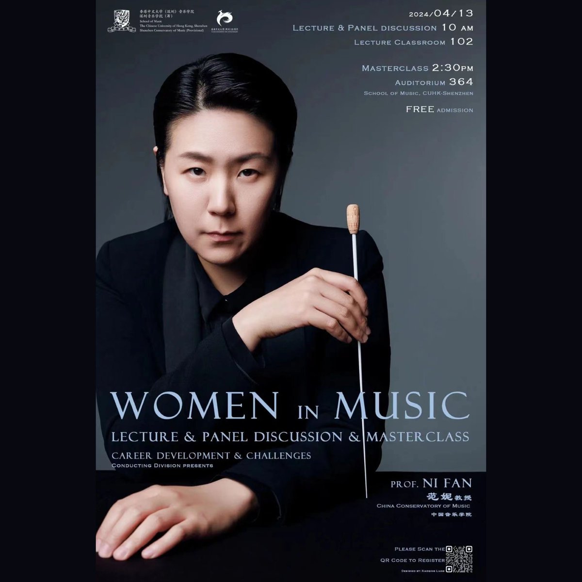 NiFanConductor's tweet photo. Join me tomorrow in Shenzhen for an inspiring event titled "Women in Music" . Let's celebrate the importance of women in the world of music together! This event features a Masterclass, engaging panel discussion, and insightful lecture. Don't miss out!

#WomenInMusic https://t.co/7eJXA4cGti