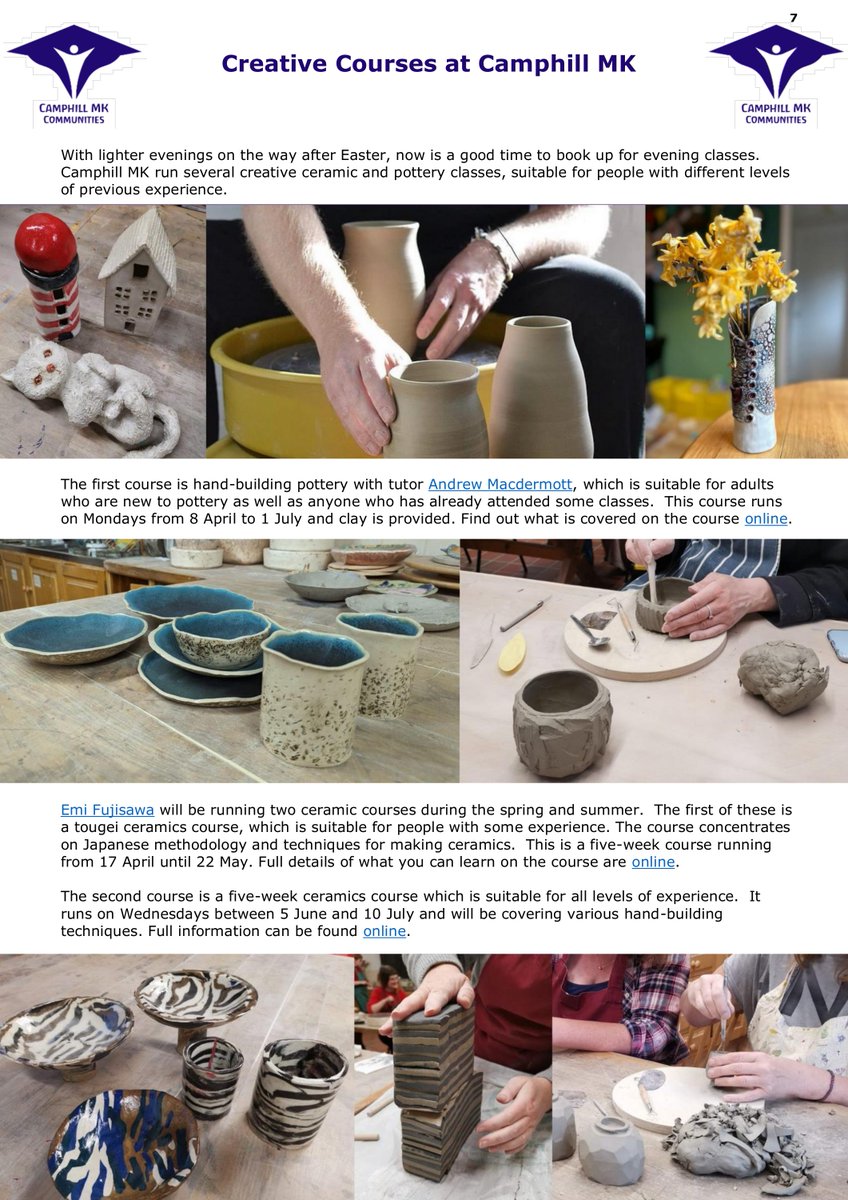 Last chance to book for Emi Fujisawa’s ceramics course which starts on 17 April. tinyurl.com/yc7h86xj