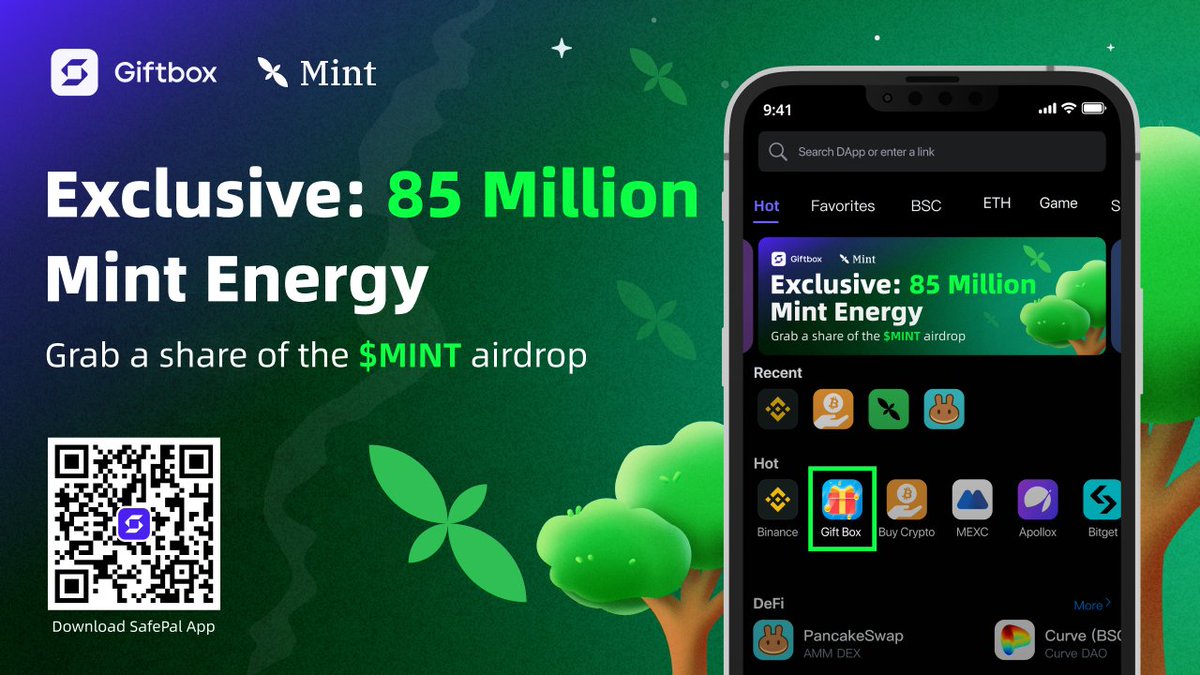 🌿 Cultivate your @Mint_Blockchain Tree
🚀 85 Million ME for 1st 10,000 whitelisted users. Grab a share of the $MINT airdrop!
📅 April 12 - 21, 10 AM UTC 2024
📱DL App & visit Giftbox: safepal.com/download
📖: blog.safepal.com/safepal-x-mint
LFGrow the #MintForest🌱#SafePal #NFT