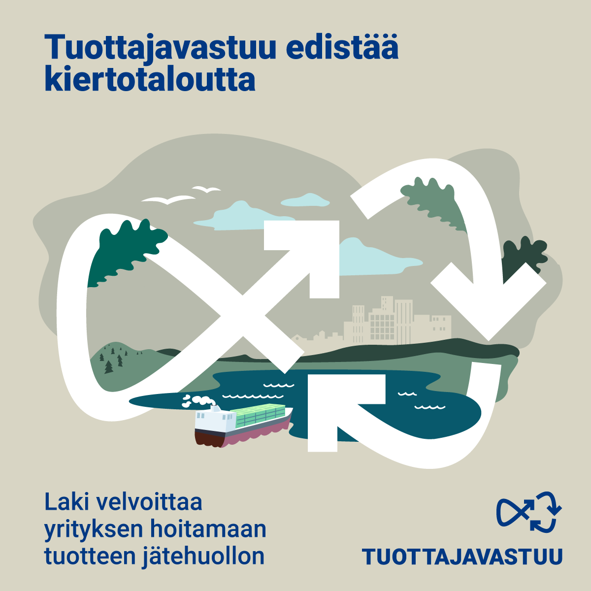 Tuottajavastuu edistää kiertotaloutta.♻️🌍
 
Valmistajat, maahantuojat, etämyyjät ja pakkaajat vastaavat käytöstä poistettujen tuotteidensa jätehuollon ja kierrätyksen järjestämisestä.
🚗🔋 📦🍾✉️⚙️💻🎣
 
Lue lisää: tuottajavastuu.fi
#tuottajavastuu
@ELYkeskus @yministerio