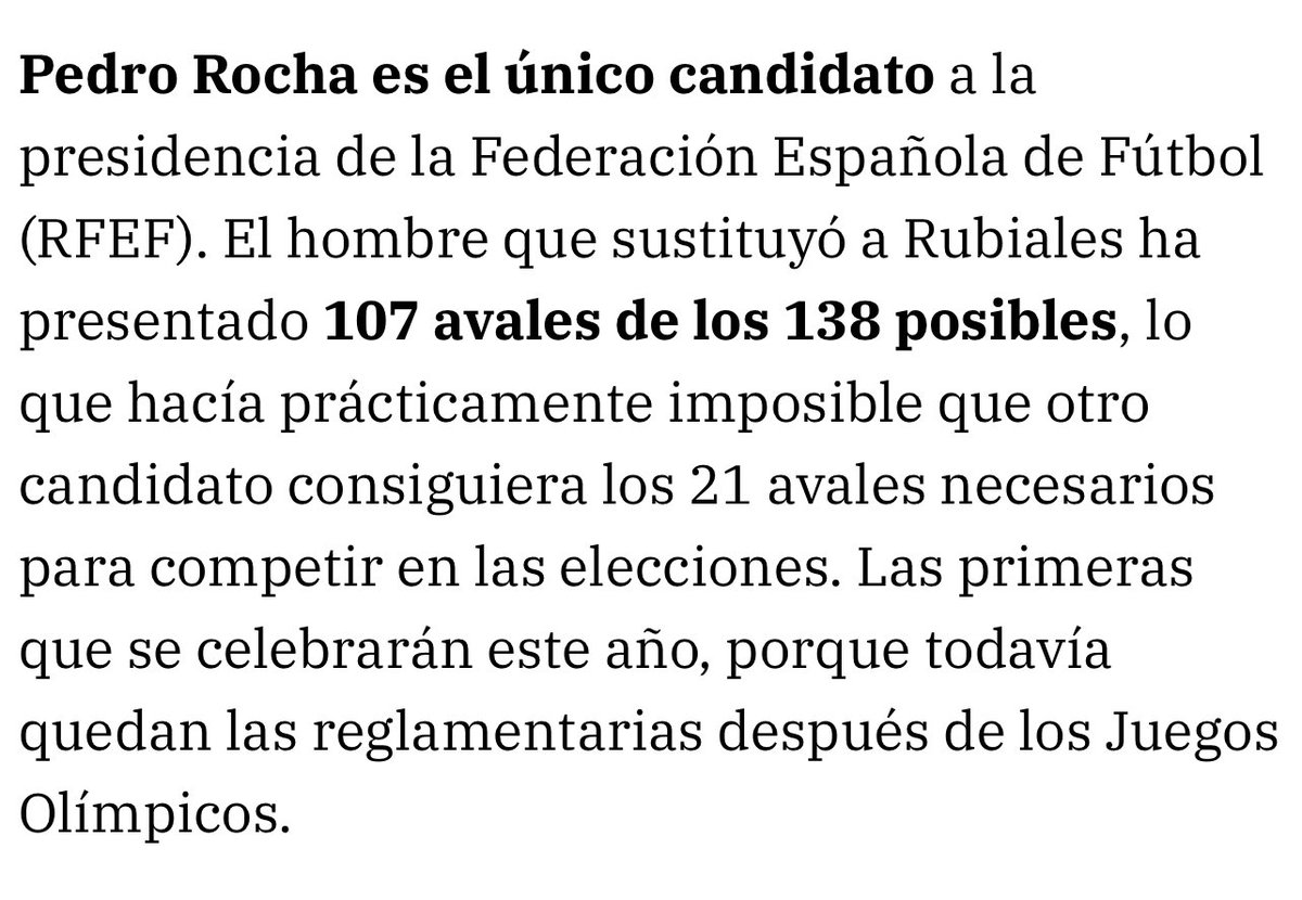 Un tipo que estaba claro que iba a ser imputado por los negocios que realizó su antiguo jefe, Rubiales, recibiendo 107 avales de 138 posibles: para que no queden dudas de lo podrida que está la federación y sus miembros.