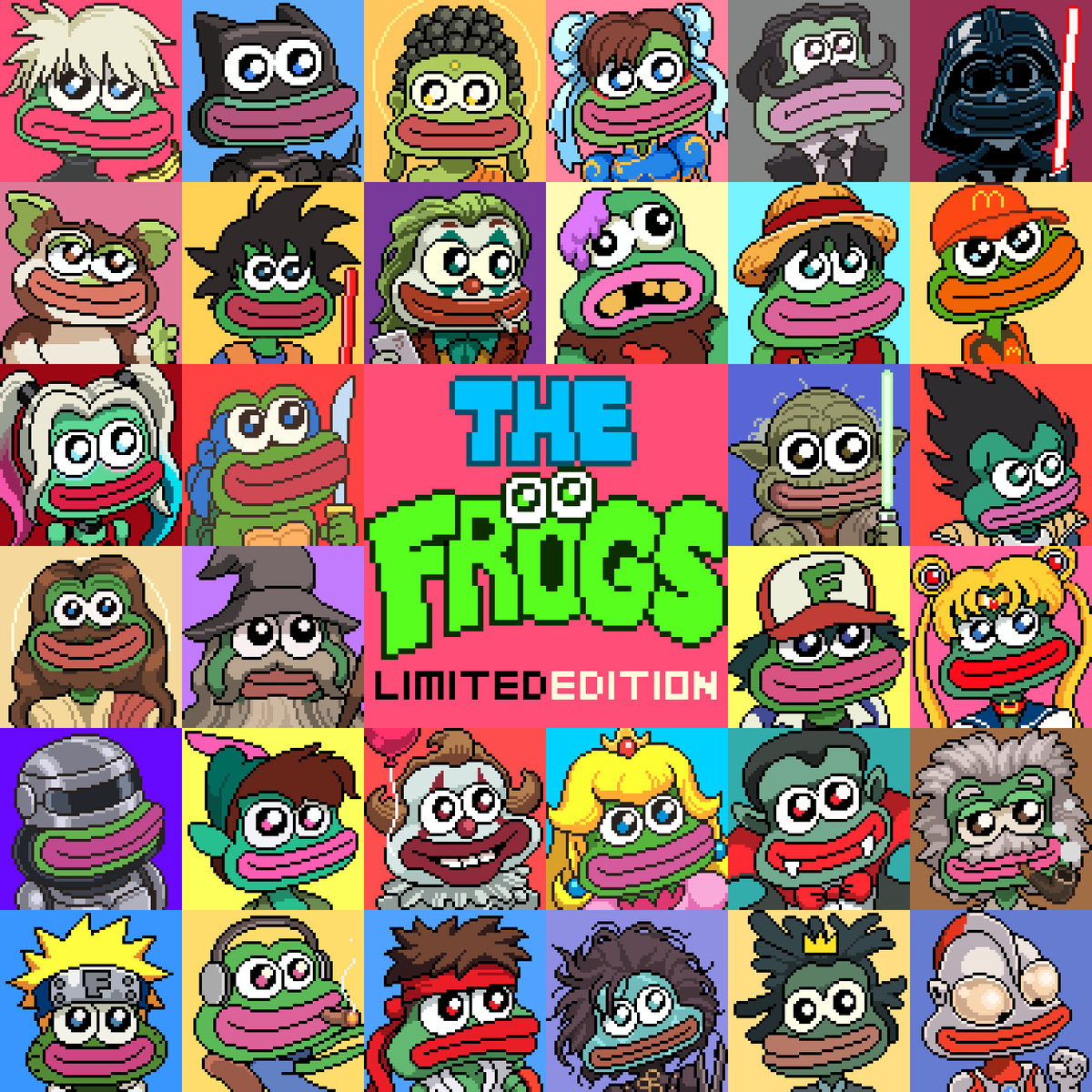 🐸The Frogs🐸 available on <a href="/foundation/">Foundation 🌐</a> 🔼⏹️⏺️ / <a href="/base/">Base</a> 🔵
36 cute frogs are waiting for you to adopt! 😉♥️

🔵 1 of 1 PixelArt
🔵 36 item 
🔵 Super cute🐸♥️

👇Link below👇
#pixelart #ドット絵 #Thefrogs
