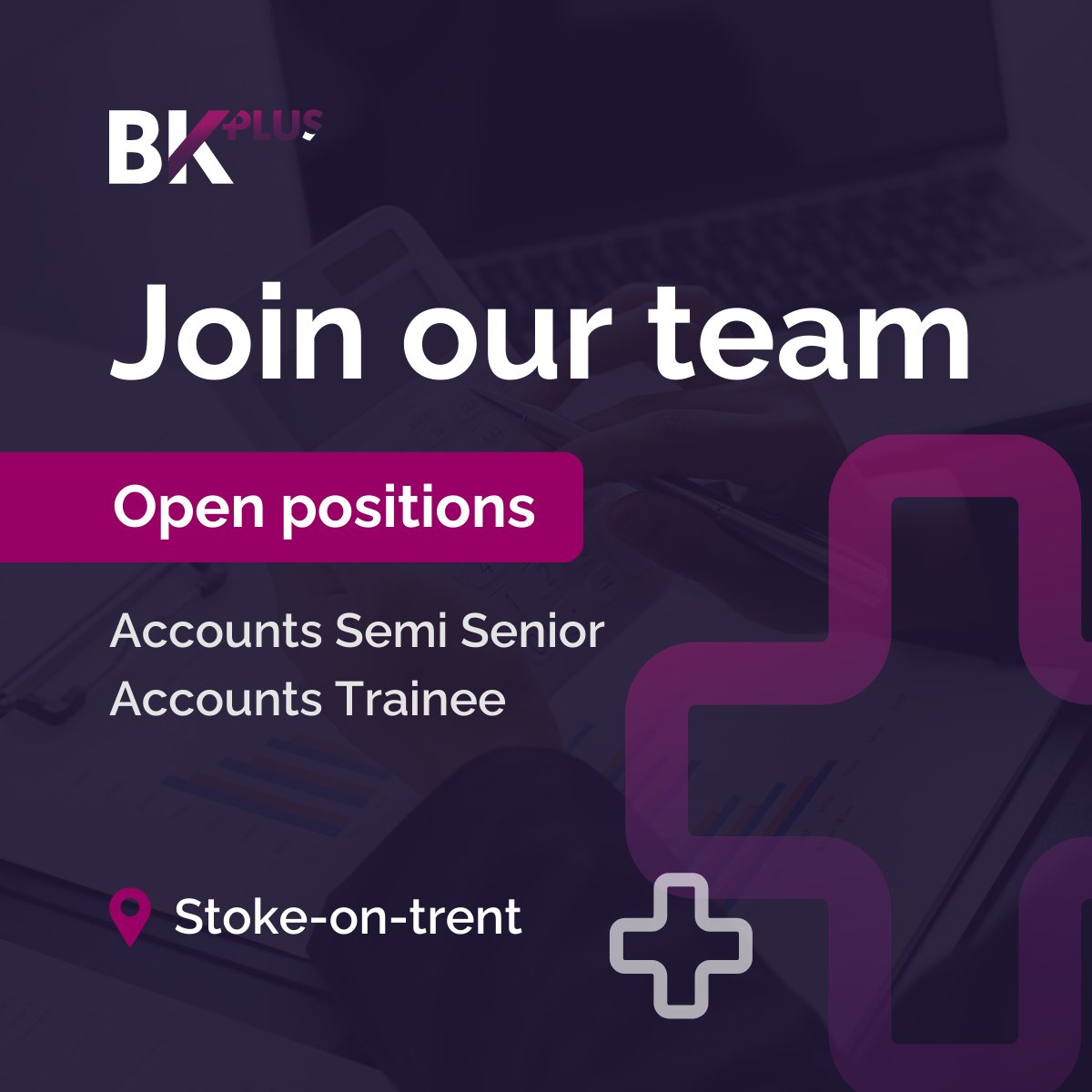 We're expanding our BK Plus team and we have some exciting opportunities for you! Our doors are open for:

For the details and apply today take a look at our careers page: bkplus.co.uk/about/careers/

#BKPlusCareers #JobOpportunity #AccountingLife #StokeOnTrentJobs