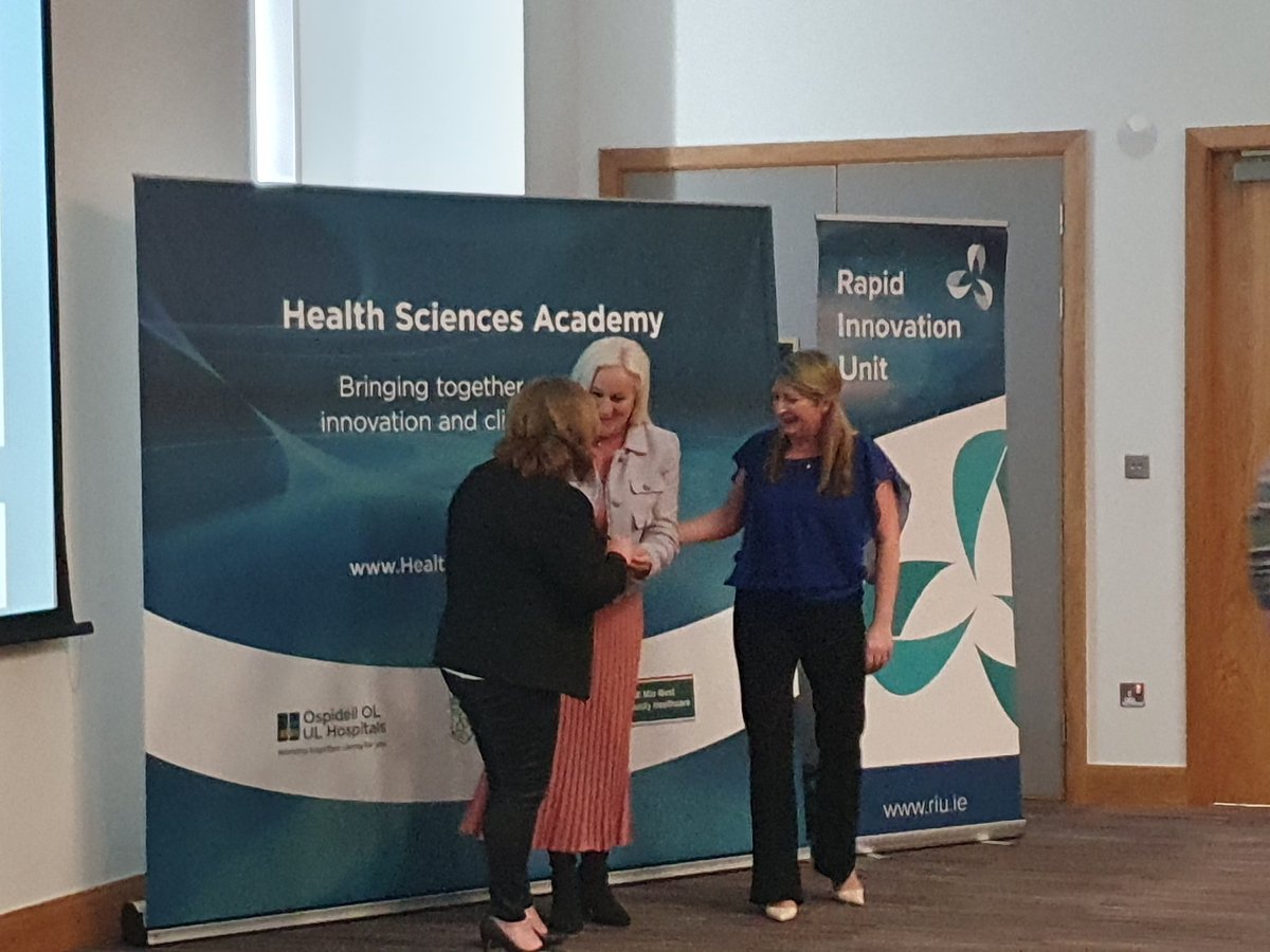 <a href="/colettecowan1/">Colette Cowan</a> presenting winner's prize to Pauline Chapman &amp; Geraldine Crilly and their Innovation pitch to support neurodiverse nursing students #innovateMW <a href="/ULHospitals/">Follow @HSEMidWest</a> <a href="/PublicHealthMW/">Public Health HSE Mid West</a> <a href="/HSELive/">HSE Ireland</a> <a href="/ProgrammeSpark/">Spark Innovation Programme</a>