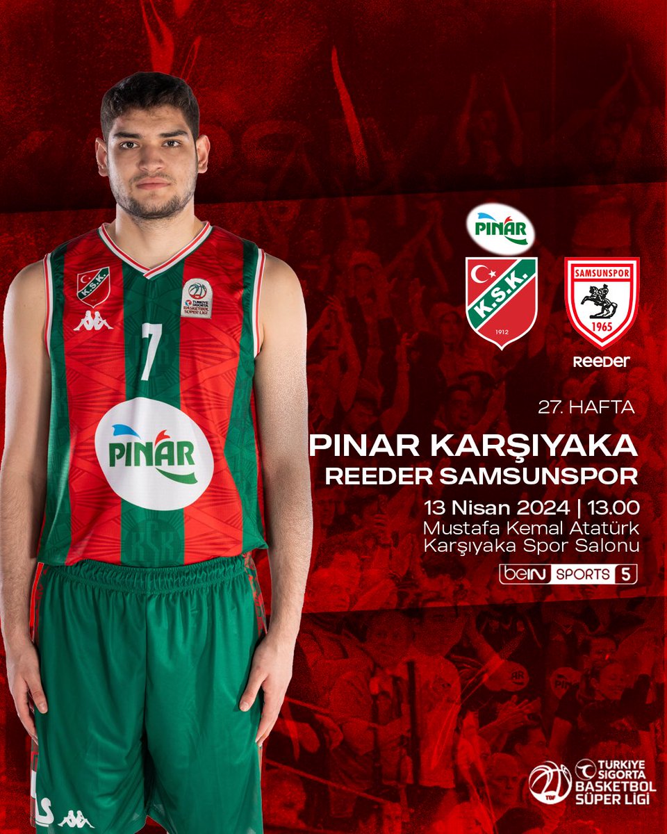 Pınar Karşıyaka’mız Türkiye Sigorta Basketbol Süper Ligi’nin 27'nci haftasında Reeder Samsunspor'u konuk edecek. 💚❤️