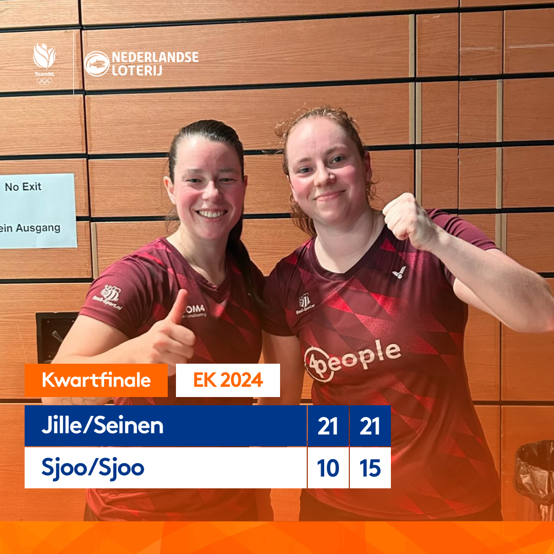 Bam! 💥Debora en Cheryl kloppen de Zweedse zussen Sjoo en staan in de halve finale van de EK! 🔥🧡 Dat betekent tevens dat een medaille in de pocket is! 👏 #badminton #topbadminton #teamNL #wijzijnbadminton #EK2024 (📸 Badminton Nederland)