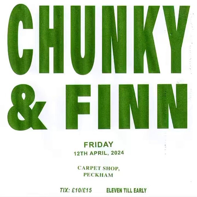 Tonight! @FinnMcCorry & Chunky all night at the Carpet Shop, Peckham. monsterclass incoming… ra.co/events/1872592