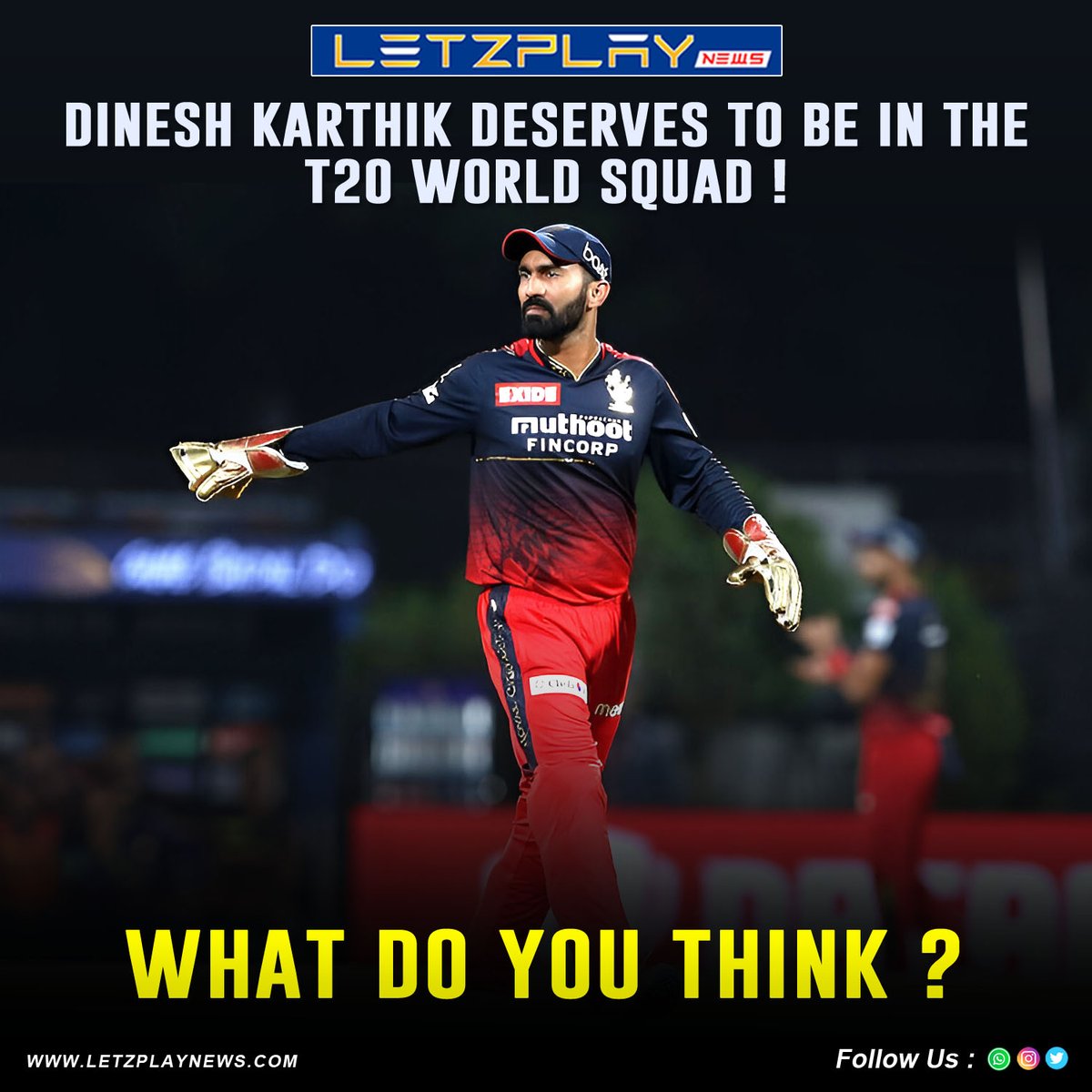 🏏 Dinesh Karthik deserves a spot in the T20 World Cup squad! What's your take?

Share your thoughts below using #DineshKarthik, #T20WC, #CricketDebate, and your favorite emojis! 🌟🏆

#IPL2024 #CricketControversy #TeamSelection #CricketEmotions #sportsnews #LatestNews #ipl