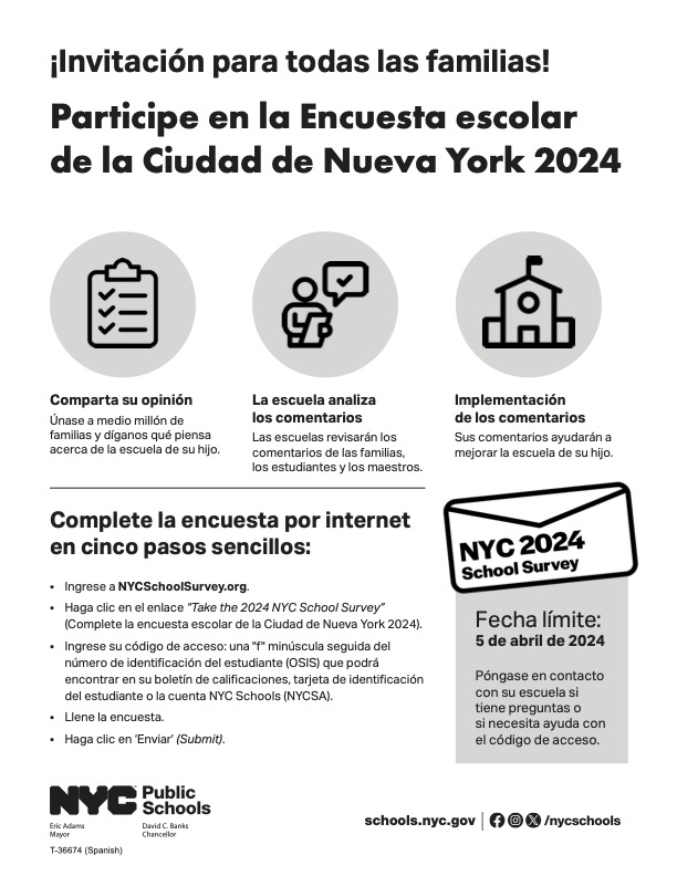 GM PS 72-There is still time to complete your 2024 NYC School Surveys. The deadline has been extended to Friday, April 19, 2024. Your feedback is very important to us. THANK YOU! @jen_joynt @AnyaMunce @D8Connect @Principal72x @UFTPS72