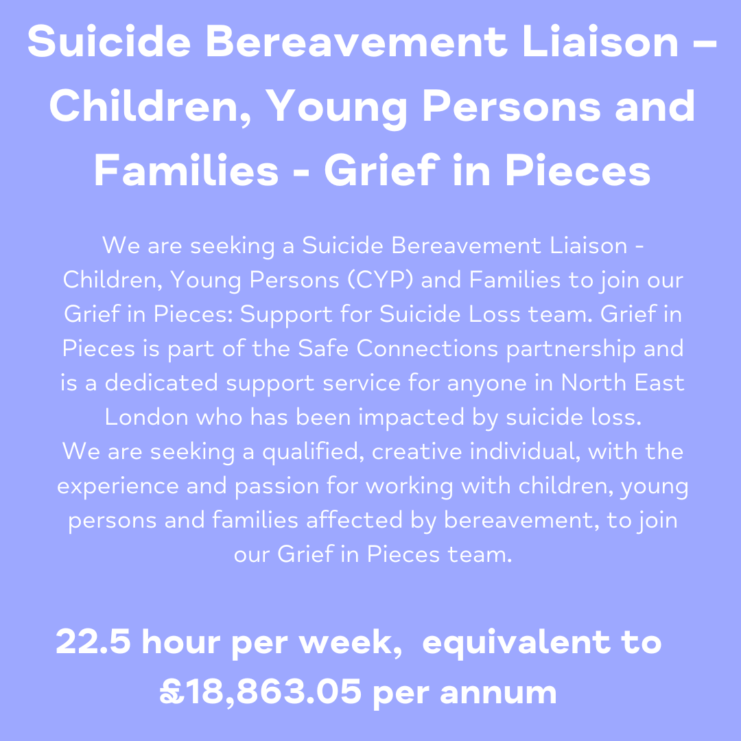 Could one of these be for you? Senior Suicide Bereavement Practitioner – Grief in Pieces mindchwf.org.uk/senior-suicide… Suicide Bereavement Liaison – Children, Young Persons (CYP) and Families – Grief In Pieces mindchwf.org.uk/suicide-bereav…