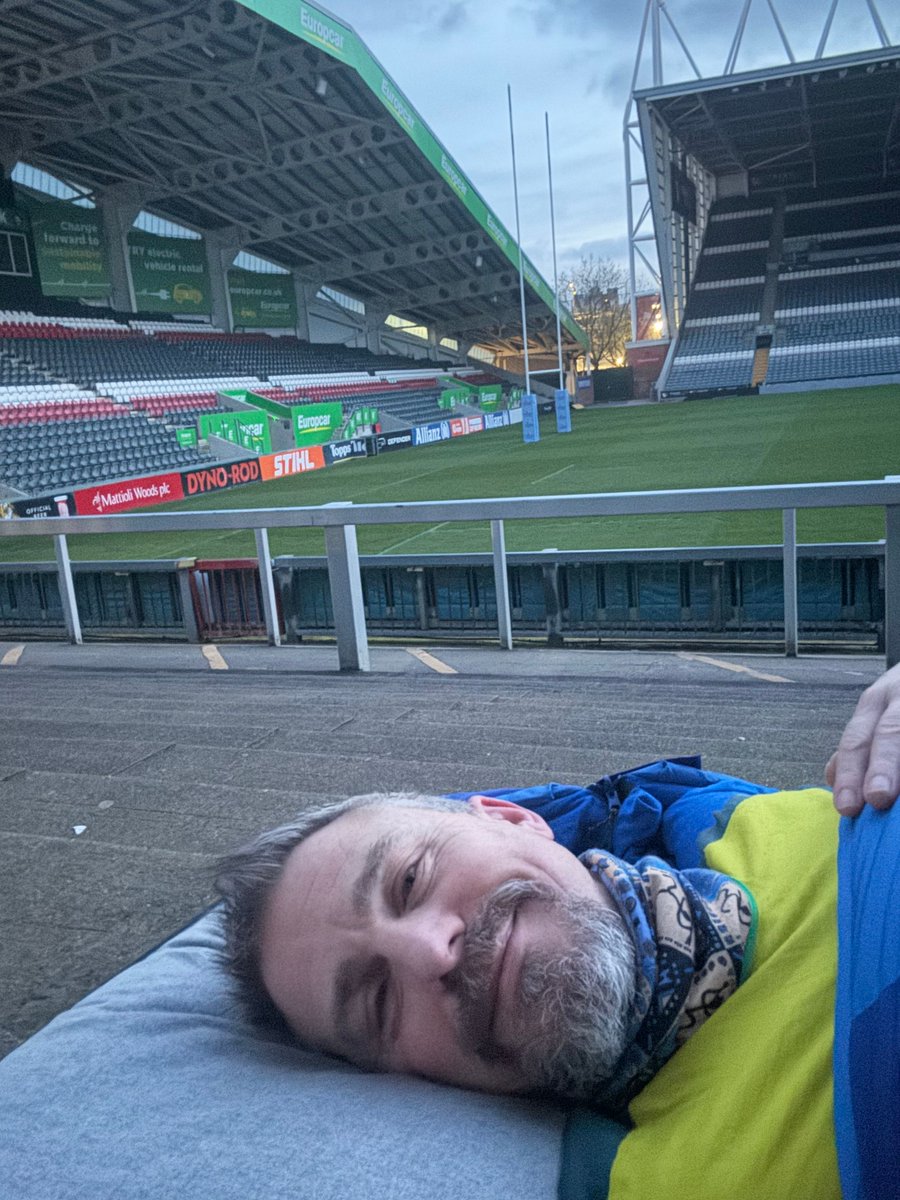 Dean Curtis writes:
“I spent last night rough sleeping on the concrete terrace at Leicester Tigers Rugby stadium, in the CEO Sleepout campaign...

Thank you so much for the donations.'

#thankyou #homelessness #charity #justgiving #makeadifference