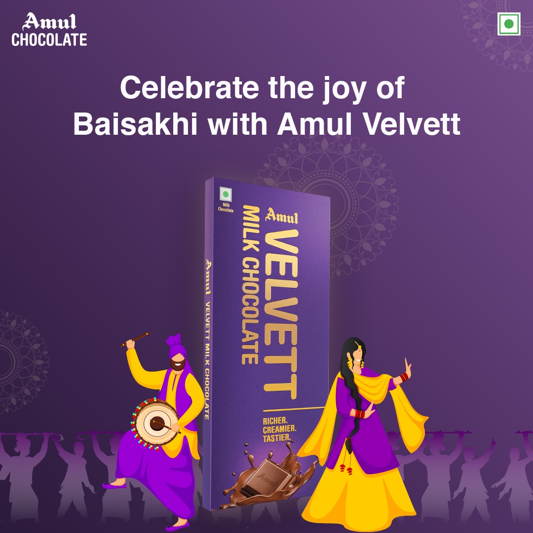 Usher in the festivities with a delicious bite of Amul Velvett Milk Chocolate! #Amul #AmulMilkChocolate #Baisakhi #Harvest #India #Celebration #Sweets #Desserts