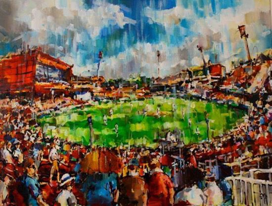 With the cricket season upon us I want to wish everyone associated to @Cricket4Lymm a successful season. Thought it was appropriate to add this painting by Olivia Pilling titled ‘The Battle of the Roses, Old Trafford’ to our website. derharoutuniangallery.com/product-page/o… #oliviapilling