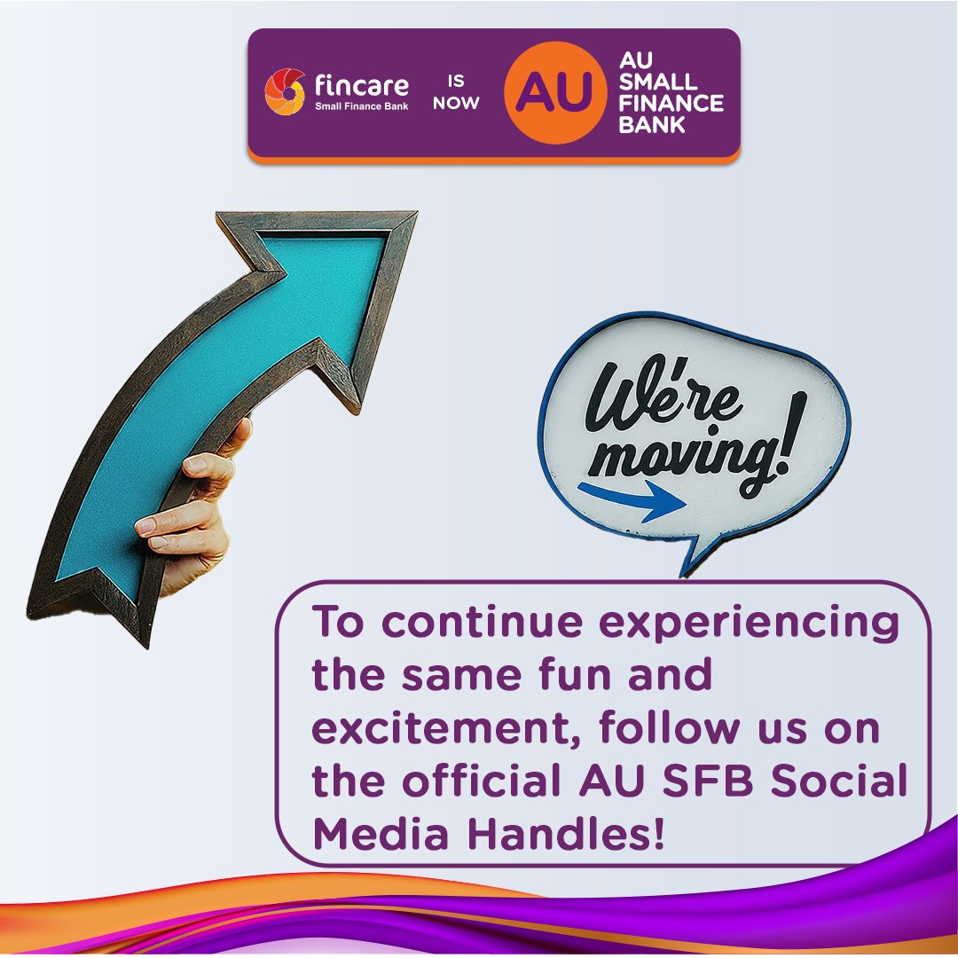 Calling all Followers! We're moving! To keep the fun and excitement going, follow us on our official @aubankindia pages! Get ready to unlock amazing experiences! #AUSmallFinanceBank #StrongerTogether #FincareMerger #Merger