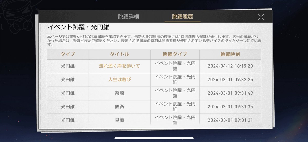 これは流石に神引きすぎてスタレやる気戻った

前に花火のモチーフ当ててから引いてなくて
黄泉キャラガチャのほう引けたからなけなしの単発回したら、、
単発の方が出やすい裏設定あるんかと思っちゃうわ
#崩壊スターレイル