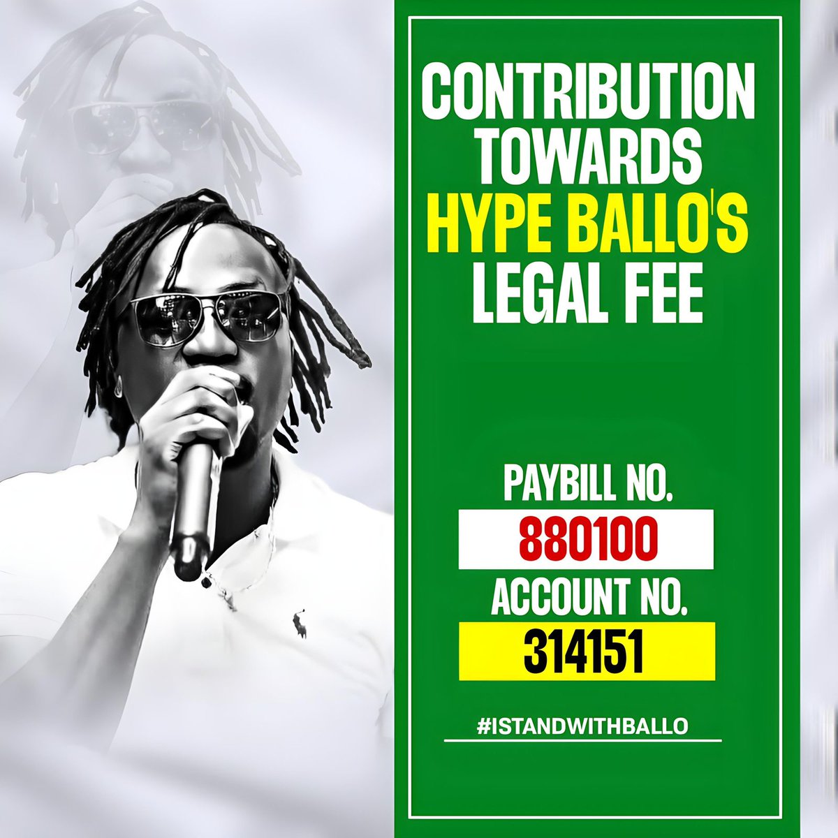 Fam, Let's Come Together & Stand With Our Brother @hypeballo
Any Amount Will Go A Long Way.

PAYBILL: 880100
ACC: 314151
Name: Perez Ambala

#StandWithBallo
#FreeBallo
#BalloSioBouncer