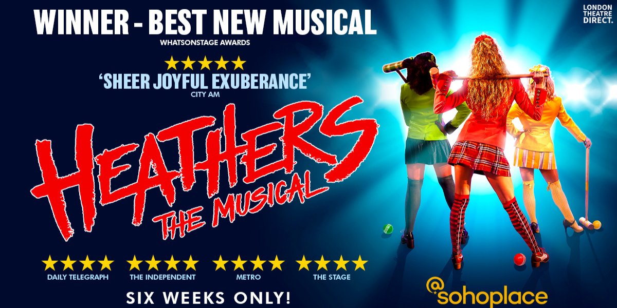 Well F me gently with a chainsaw, Heathers is returning to the West End next month! How very! ❤️💚💛💙 👀 eu1.hubs.ly/H08z7rj0