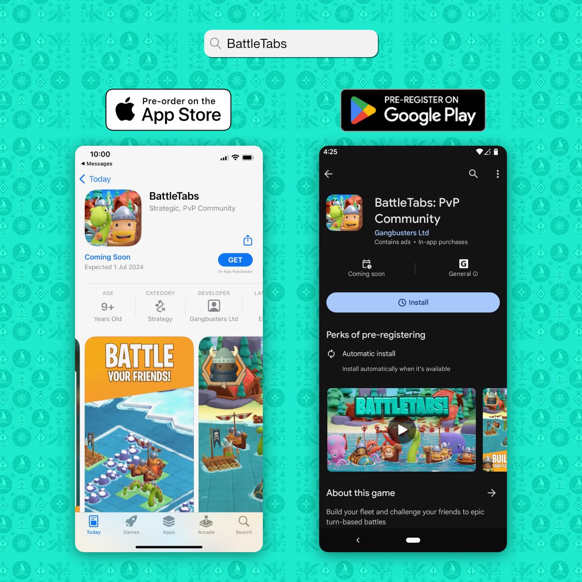 📲Pre-order for BattleTabs is now live! Sign up to have the game instantly ready to play on your phone when we launch!

🍎[iOS] App Store: apps.apple.com/us/app/battlet…

🤖[Android] Google Play: play.google.com/store/apps/det…

Target release by the end of June!

#gamedev #mobilegaming