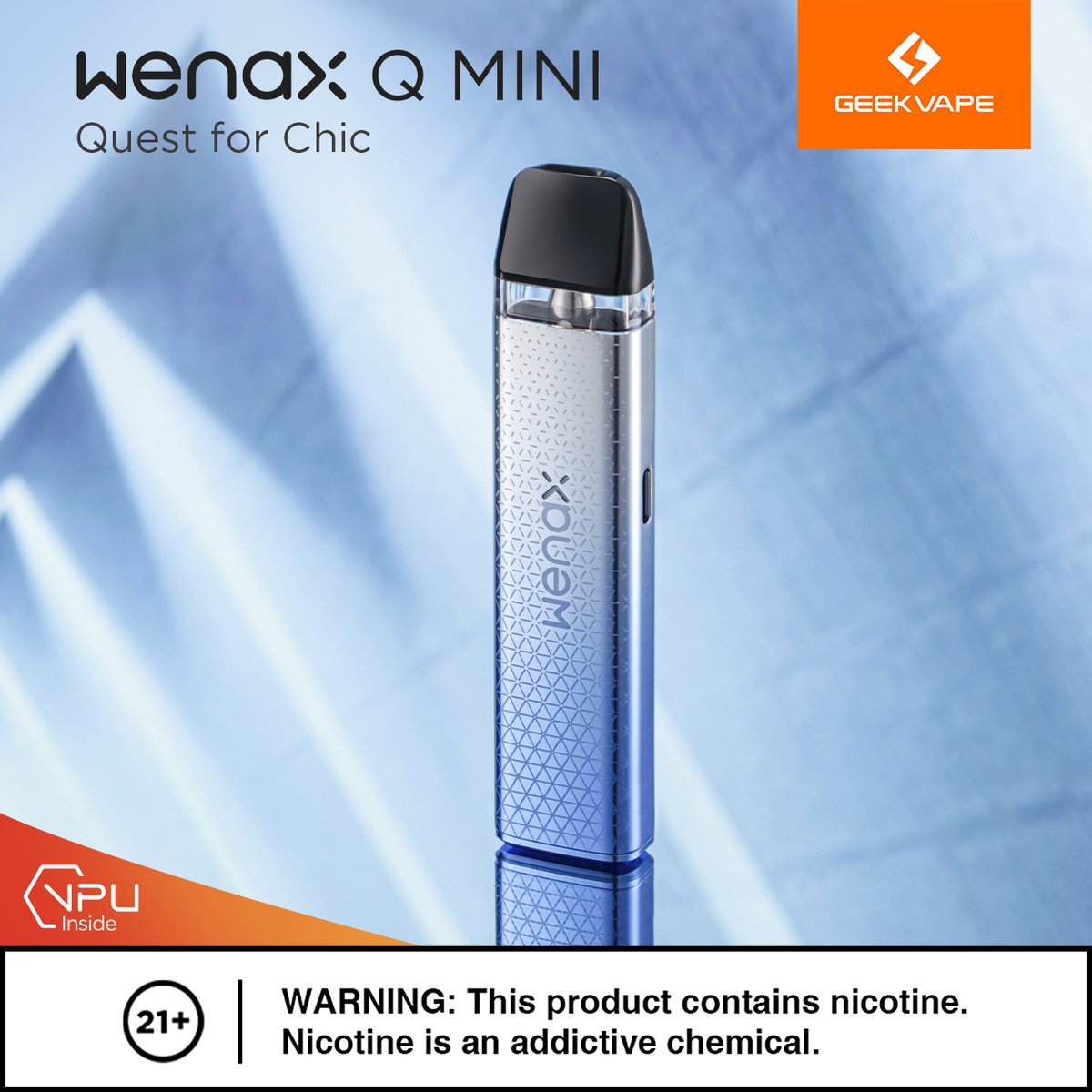 Introducing the mesmerizing Gradient Blue color of Wenax Q Mini! Dive into a world of vibrant hues and impeccable style.🐟 #geekvape #geekvp #geekvapetech