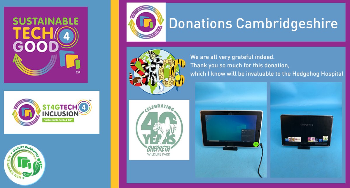 SustainableTech4Good Digital Inclusion Revolution (@st4_good) on Twitter photo SustainableTech4Good.co.uk donate devices to the Hedgehog Hospital at the <a href="/SheprethWPark/">Shepreth Wildlife Park</a> Cambridgeshire.
The devices will be used by the students and volunteers to input data for analysis on the casualties they admit.
#hedgehog #savehedgehogs #wildlife #Cambridge #cambridgeshire SustainableTech4Good.co.uk donate devices to the Hedgehog Hospital at the <a href="/SheprethWPark/">Shepreth Wildlife Park</a> Cambridgeshire.
The devices will be used by the students and volunteers to input data for analysis on the casualties they admit.
#hedgehog #savehedgehogs #wildlife #Cambridge #cambridgeshire