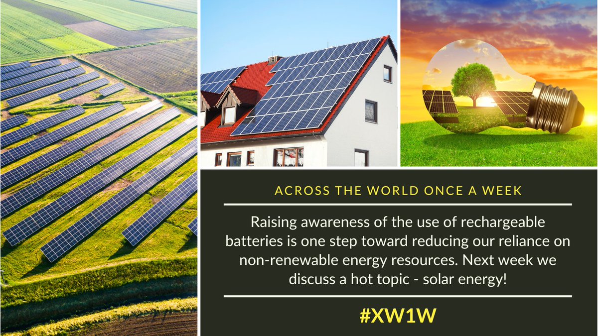 ⚡ 🔋 Raising awareness of the use of rechargeable batteries is one step toward reducing our reliance on non-renewable energy resources. 🌞 🌡️ Next week we discuss a hot topic - solar energy! bit.ly/3OJQeAr #XW1W #socialstudies #TeachSDGs #K12 #SDG7