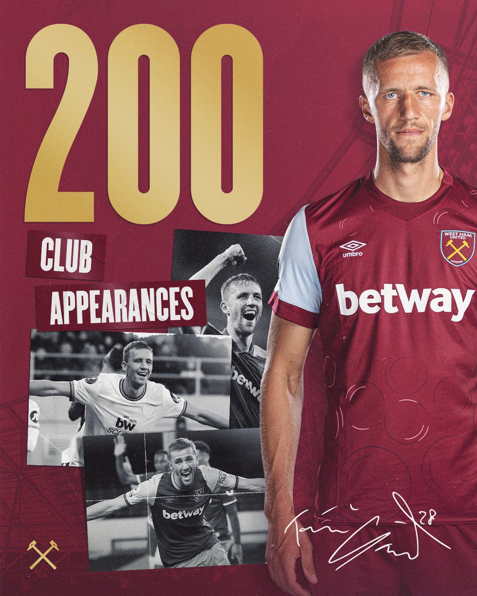 200 appearances in Claret and Blue for @tomassoucek28 👏⚒️