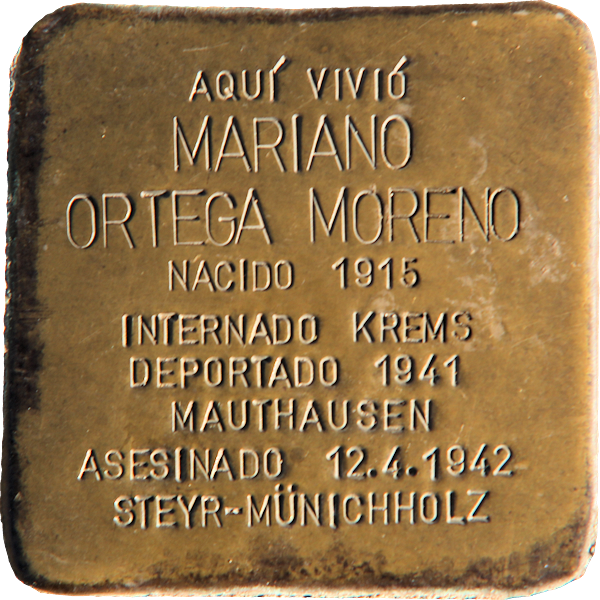 #OTD en 1942 fue asesinado en el campo de concentración de Steyr MARIANO ORTEGA MORENO 🔻 #deportado Su localidad natal, Peñarroya-Pueblonuevo, le recuerda con uno de los 🟨 #Stolpersteine instalados allí. 'Una piedra, un nombre, una persona' #RememberSteyr