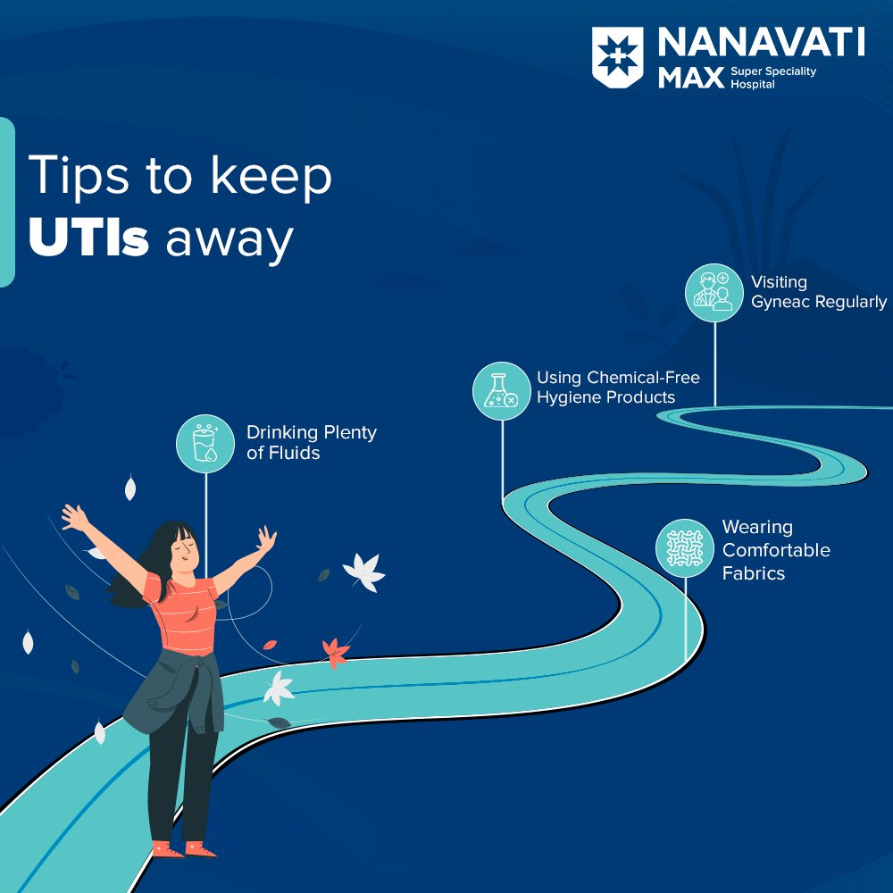 To keep your urinary tract healthy, maintain good hygiene, drink plenty of water, empty the bladder regularly, and practice safe sex. Symptoms to note include frequent urination, burning sensation, cloudy urine, and pelvic pain. 

#UTI #Tips #NanavatiMaxHospital