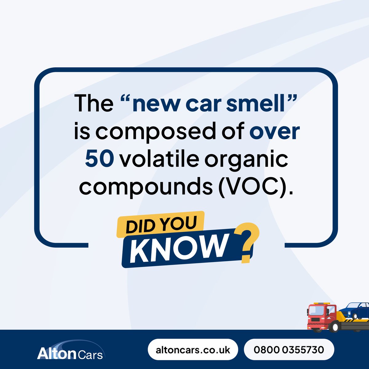 Sniff responsibly though, as prolonged exposure might not be so healthy! 

Mmm, nothing like the sweet smell of 50 VOCs in the morning! ✨

#DidYouKnow #Fact #NewCar #NewCarSmell #AltonCars