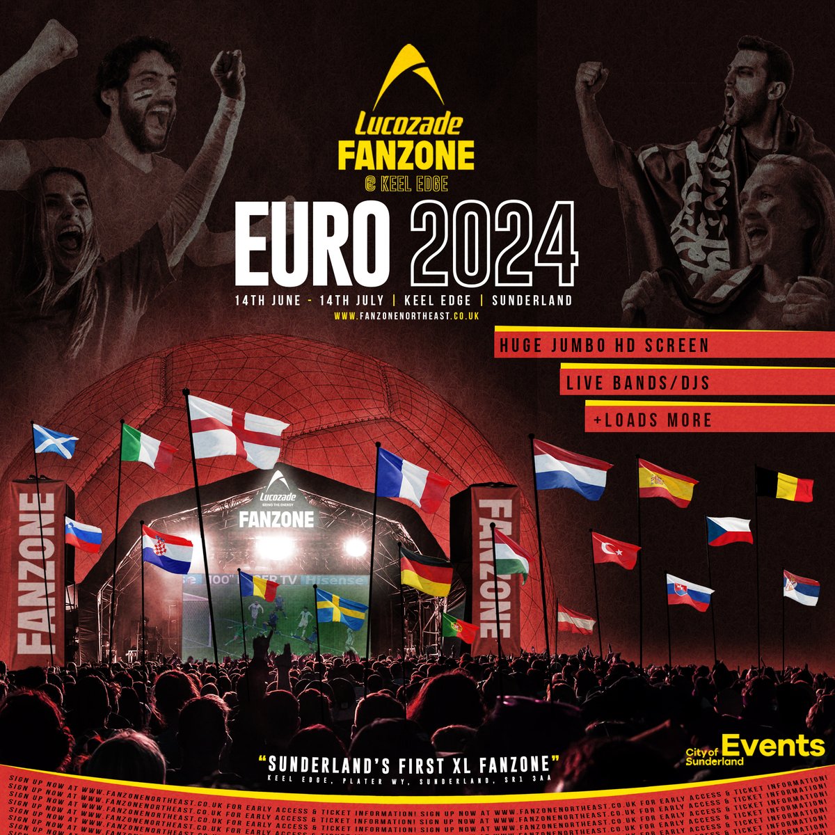 Football fever is set to sweep through Sunderland as Lucozade partners with Central Park to bring an electrifying atmosphere of EURO2024 to the city. ⚽ This will be Sunderland's first large-scale international sports tournament fanzone! Read more: orlo.uk/VbW43