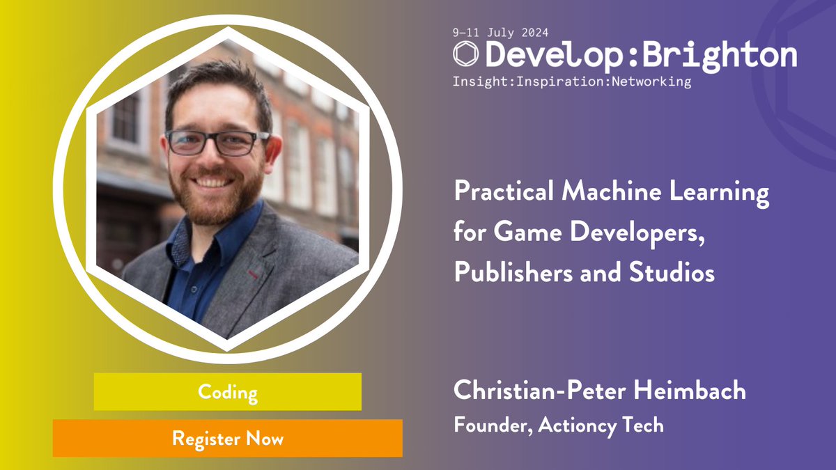 Whether you're a developer, studio or a publisher, you won't want to miss Christian-Peter Heimbach (@cpheimbach)'s discussion as they explore the potentials of practical machine learning for industry professionals. developconference.com/speakers/chris… #DevelopConf