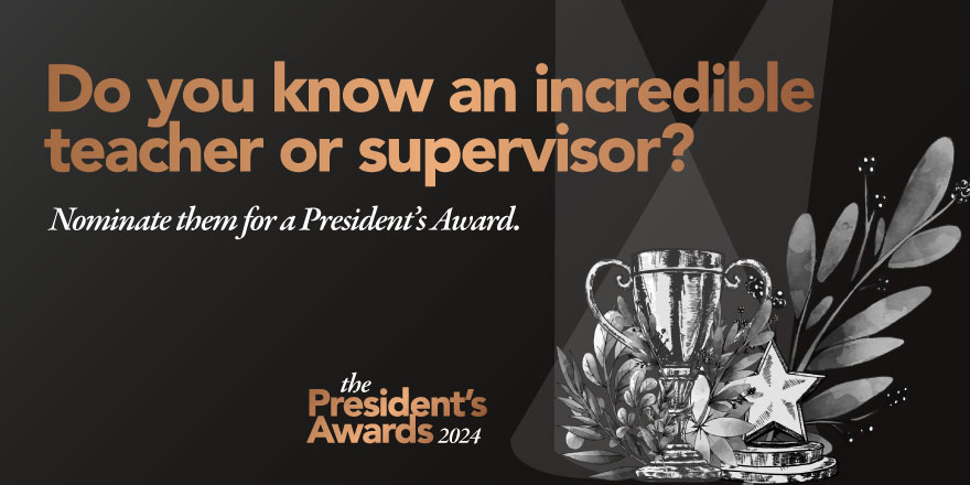 Do you know a @MemorialU instructor who is an outstanding teacher or graduate supervisor? Nominate them for a 2024 President’s Awards for Excellence in Teaching and Graduate Student Supervision! Nominations are due June 6; details here: mun.ca/president/awar… @gradstudies