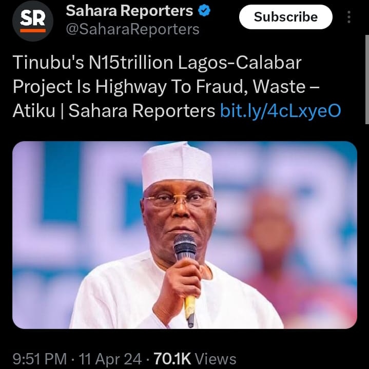 Atiku is no different from Tinubu. He should stop trying to pander to public emotion. He's part of the problem we have in this country. In fact, with his record, there's no way he could have done better. We know the cry of wolves! #Lagos #Calabar