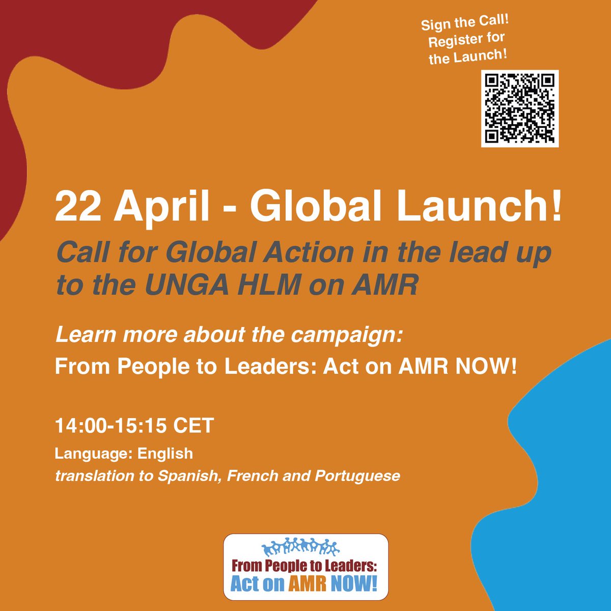 🌍Join the Global Launch of the campaign: From People to Leaders: Act on AMR NOW! 🫱🏽‍🫲🏾 🫱🏽‍🫲🏿 🧑🏾‍🦰👳🏽🧑🏼‍🦳🧔🏾A Call for Global Action in the lead up to the #UNGA #HLM on #AMR 📅22 April ⏲️ 14-15:15 CET Language: EN (transl to ES, FR & PT) Learn more & register 👇🏾 reactgroup.org/act-on-amr-now…