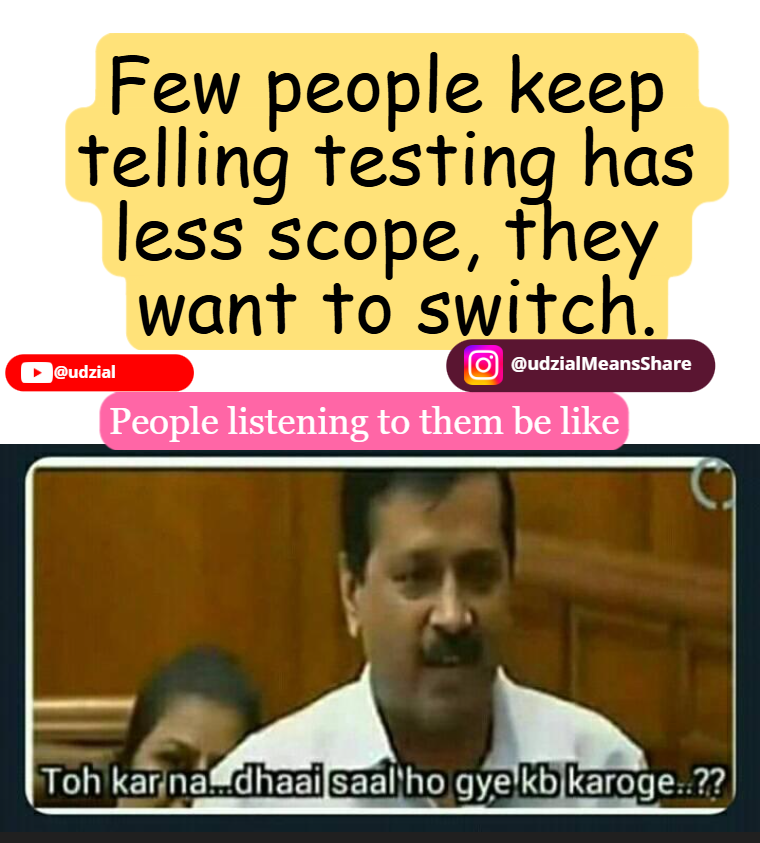 Either you move on or give your best. When people get stuck not liking their job and they are not moving on, it affects the work.
#day4 #21Days21tips <a href="/TheTestChat/">The Test Chat</a> 
Translation "Then do it, its been years when you will do it"

So create a plan work on it move on till then keep