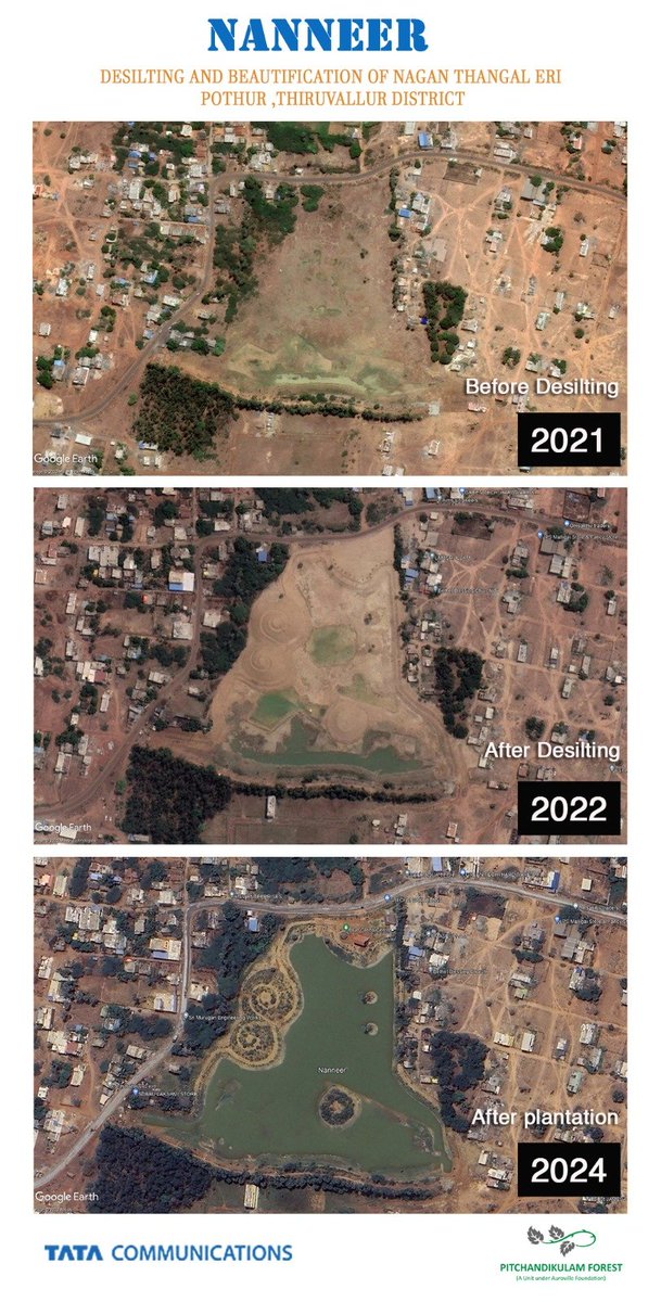 Transformation of #Naganthangal Eri at #Pothur panchayat in #Tiruvallur district. This project #Nanneer is support by @tata_comm