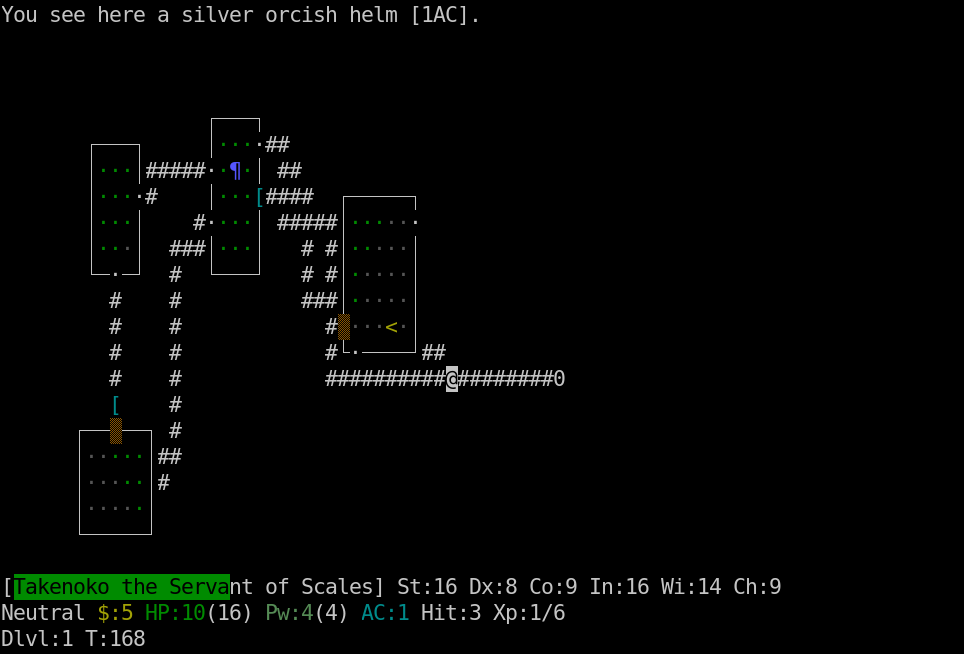 TakenokoSatono's tweet photo. 最近ビルドした #nethack のヴァリアント
#unnethack (1~2)
所持可能重量が増えていて、普通の鎧をまともに使える。
#splicehack (3~4)
エラーを修正し、ついでに自作パッチを当てて UTF8Graphics を表示できるように。魔法使い+侍のようにレベルアップ時に掛け持ちできて面白い。 #Linux https://t.co/j2B3nNYzgr