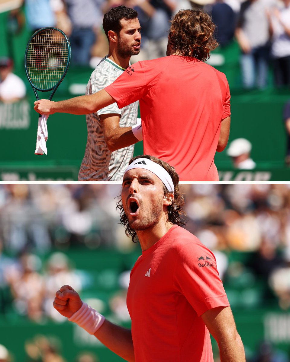 Tsitsipas beats Khachanov in Monte-Carlo 💥 Reaching his sixth ATP Masters 1000 semi-final on clay since the start of the 2020 season 💪 The 𝗺𝗼𝘀𝘁 𝗼𝗳 𝗮𝗻𝘆 𝗽𝗹𝗮𝘆𝗲𝗿 over that period on the surface. #RolexMonteCarloMasters