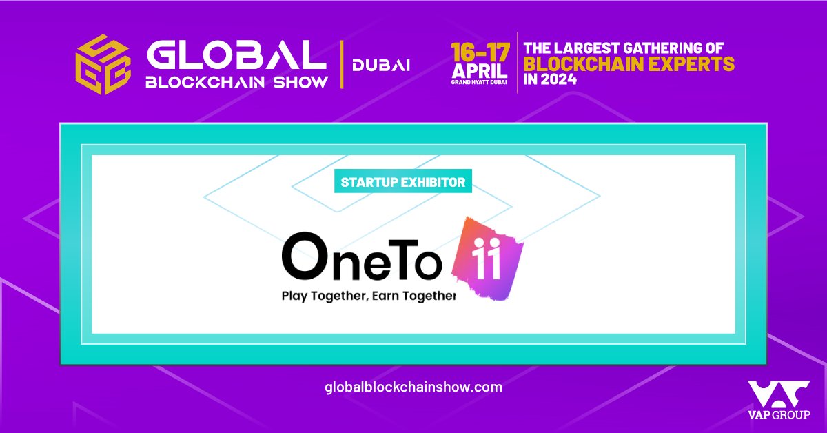 We are thrilled to share that @oneto11team, India's biggest web3 gaming platform, will be a startup exhibitor at the upcoming Global Blockchain Show! Join us on April 16th and 17th, 2024, at the Grand Hyatt in Dubai to explore how OneTo11 is revolutionizing the gaming industry.