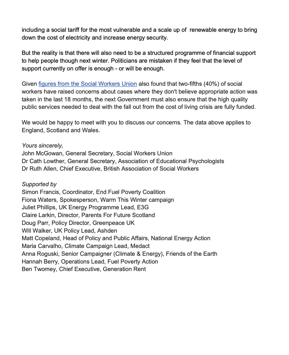 🚨BREAKING Our affiliates @AEPsychologists & @SWU_UK with @BASW_UK have written to Party Leaders demanding action to fix Britain’s cold homes crisis. Vulnerable adults & children living in cold, damp, mouldy homes is a national scandal & it's only getting worse. #Poverty 1/2