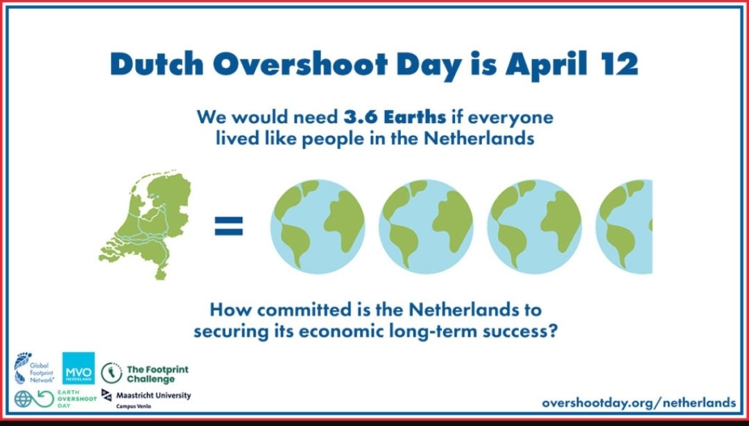 Dit was vandaag precies een jaar geleden, #DutchOvershootDay 
Helaas heeft deze zwarte dag dit jaar op 1 april plaatsgevonden. We hebben inmiddels 4 hele aardbollen nodig ! 🌍🌎🌏🌍
Wil jij een steentje bijdragen? Stem op of word lid van de Partij voor de Dieren. #PvdD 🌱